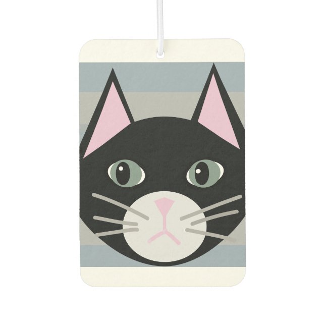 Black Cat, Stripes Car Air Freshener (Front)