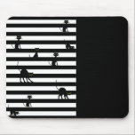 Black Cat & Stripes Color Block Black Mouse Mat<br><div class="desc">Like cats? Come and check out these cute black cats on these mouse pads.  Available in multiple styles and colors.</div>