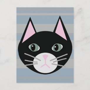 Black Cat, Stripes Postcard