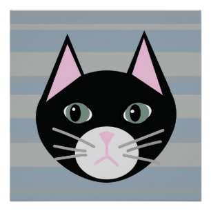 Black Cat, Stripes Poster