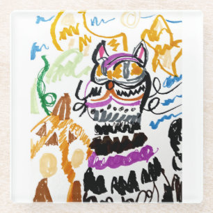 Black Cat style autumn  Glass Coaster