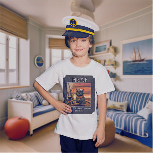 Black Cat Sunset: A Voyage to THRIVE Boys'  T-Shir T-Shirt