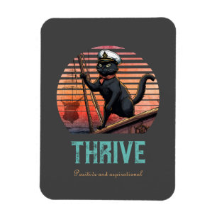 Black Cat Sunset: A Voyage to THRIVE Card Magnet