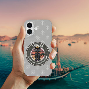 Black Cat Sunset: A Voyage to THRIVE iPhone 16 Case