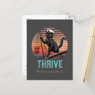 Black Cat Sunset: A Voyage to THRIVE Holiday Postcard