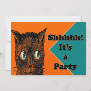Black Cat Surprise party invite