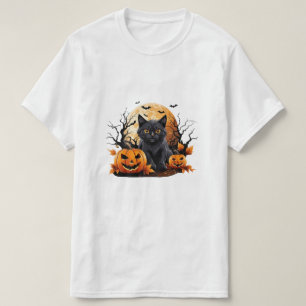 Black cat surrounded by pumpkins T-Shirt