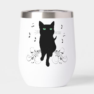 Black Cat Surrounded by Whispering Notes of Music