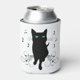 Black Cat Surrounded by Whispering Notes of Music Can Cooler