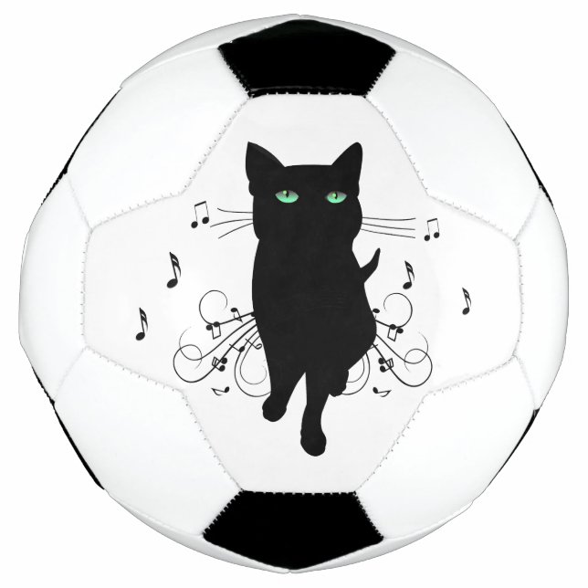 Black Cat Surrounded by Whispering Notes of Music Football (Front)