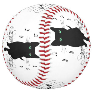 Black Cat Surrounded by Whispering Notes of Music Softball
