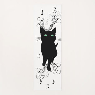 Black Cat Surrounded by Whispering Notes of Music Yoga Mat