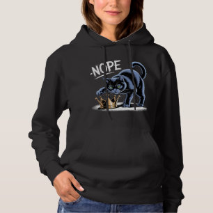 Black Cat Swats Crown with "NOPE" Quote Hoodie