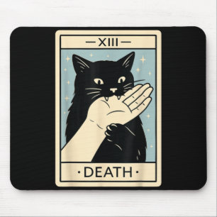 Black Cat Tarot Card Shirt Funny Witchy Halloween Mouse Mat