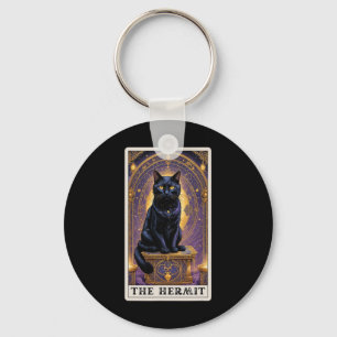 Black Cat Tarot Card The Hermit Halloween Childles Key Ring