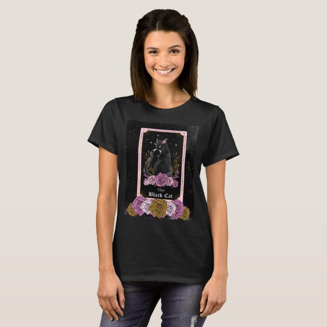 Black Cat Tarot Card Women's Shirt (Front Full)