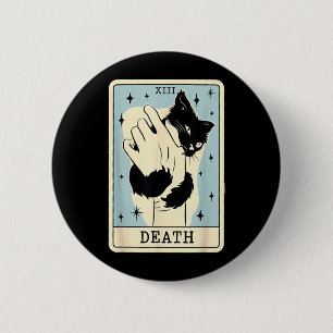 Black Cat Tarot Death Halloween Witchy Cat Lover 6 Cm Round Badge