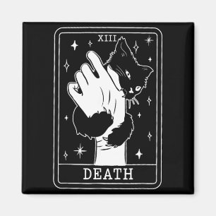 Black Cat Tarot Death Halloween Witchy Cat Lover Magnet