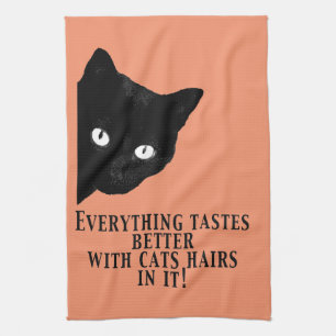 Black cat tea towel
