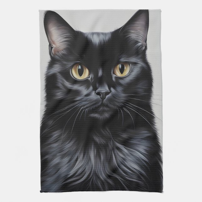 Black Cat Tea Towel (Vertical)