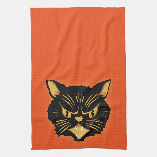 Black Cat Tea Towel (Vertical)