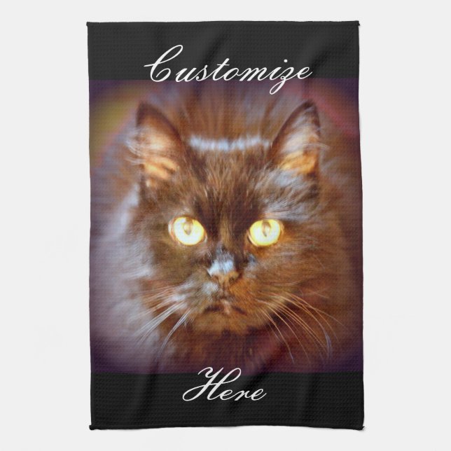black cat tea towel (Vertical)