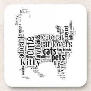 Black Cat text design Coaster