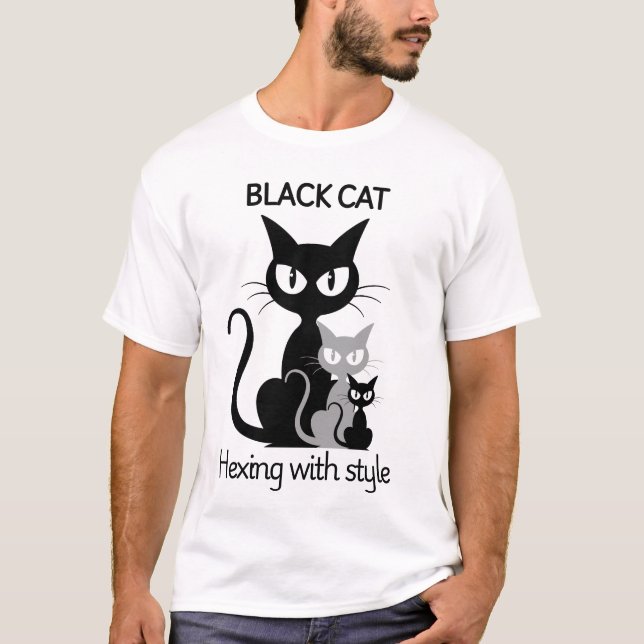Black cat text written with Three black cats   T-Shirt (Front)
