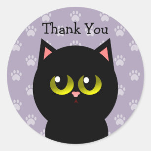 Black Cat Thank You Classic Round Sticker