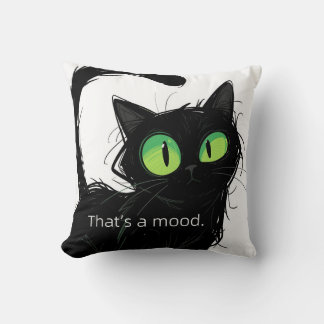 Black Cat "That's a Mood" Polyester Pillow
