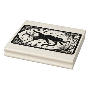 Black Cat The Mood Tarot Card Rubber Stamp