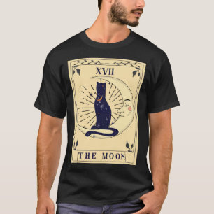 Black Cat The Moon Tarot Card Tarot Witchy Vintage T-Shirt