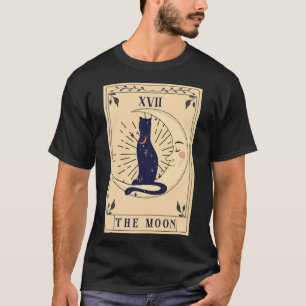Black Cat The Moon Tarot Card Tarot Witchy Vintage T-Shirt