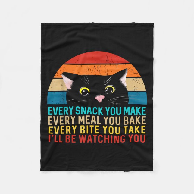 Black Cat Themed Every Snack You Make Retro Peekin Fleece Blanket (Front)