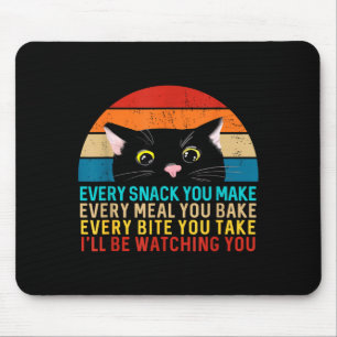 Black Cat Themed Every Snack You Make Retro Peekin Mouse Mat