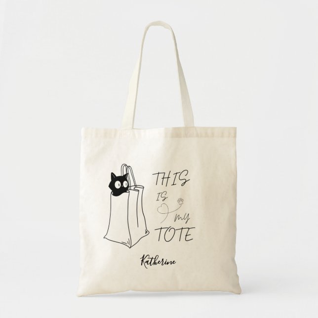 Black Cat “This Is My Tote” Funny Tote Bag (Front)
