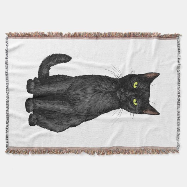 Black cat throw blanket (Front)