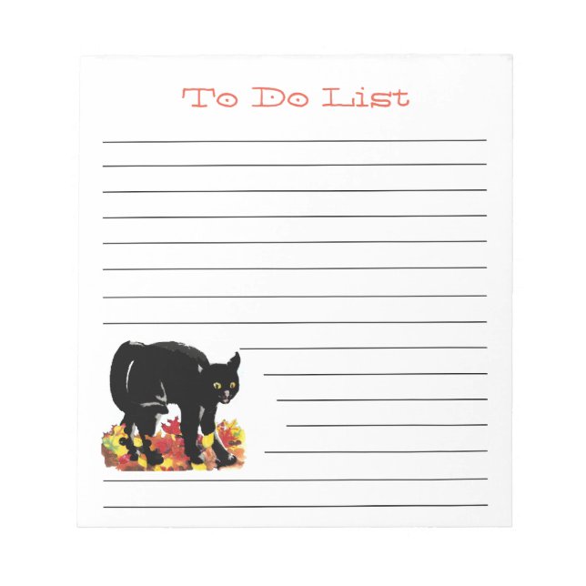 Black Cat To Do List Notepad (Front)