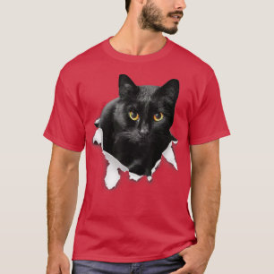 Black Cat Torn Cloth Gifts For Cat Lover, Cat Dad, T-Shirt