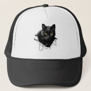 Black Cat Torn Cloth Gifts For Cat Lover, Cat Dad, Trucker Hat