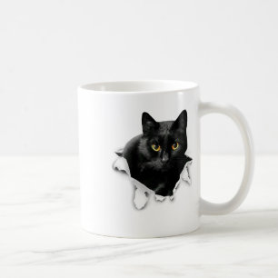 Black Cat Torn Cloth Gifts For Cat Lover Coffee Mug