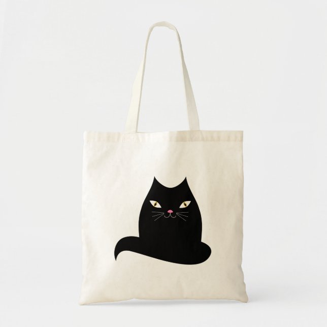 Black cat tote bag (Front)
