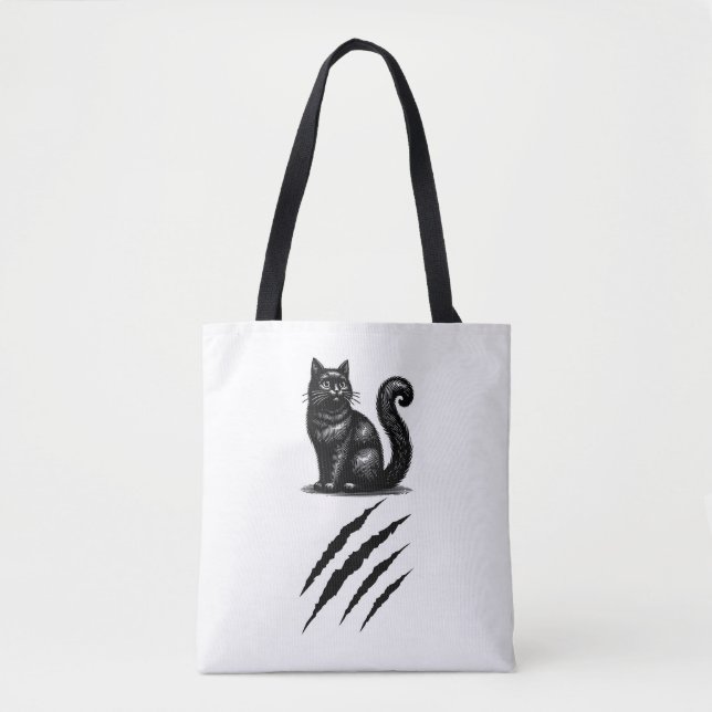 black cat tote bag (Front)
