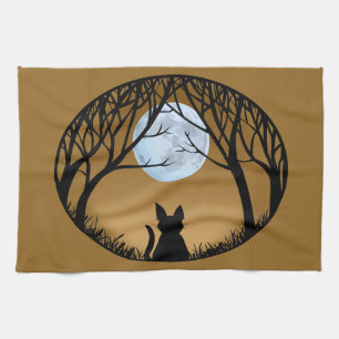 Black Cat Towel Black Cat Art Tea Towels Cat Decor