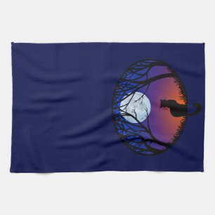 Black Cat Towel Black Cat Art Tea Towels Cat Decor