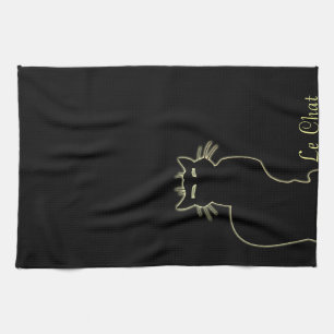 Black Cat Towel Personalised Tea Towels Cat Decor
