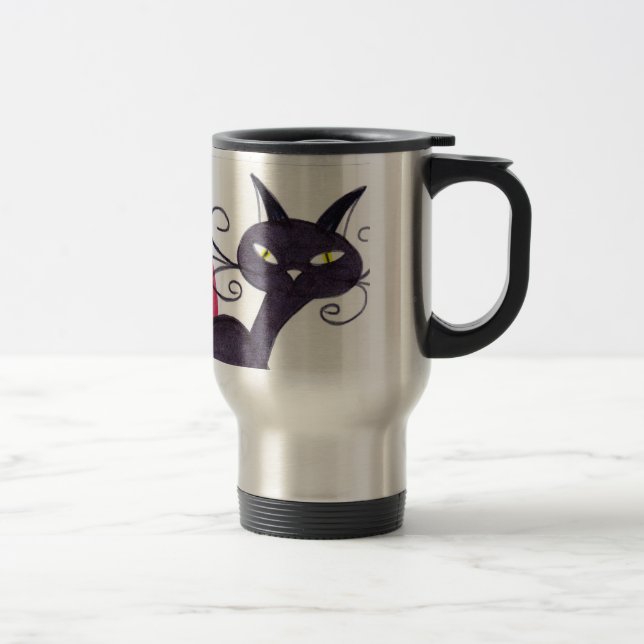 Black cat travel mug (Right)