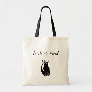 Black Cat Trick or Treat Cute Halloween  Tote Bag