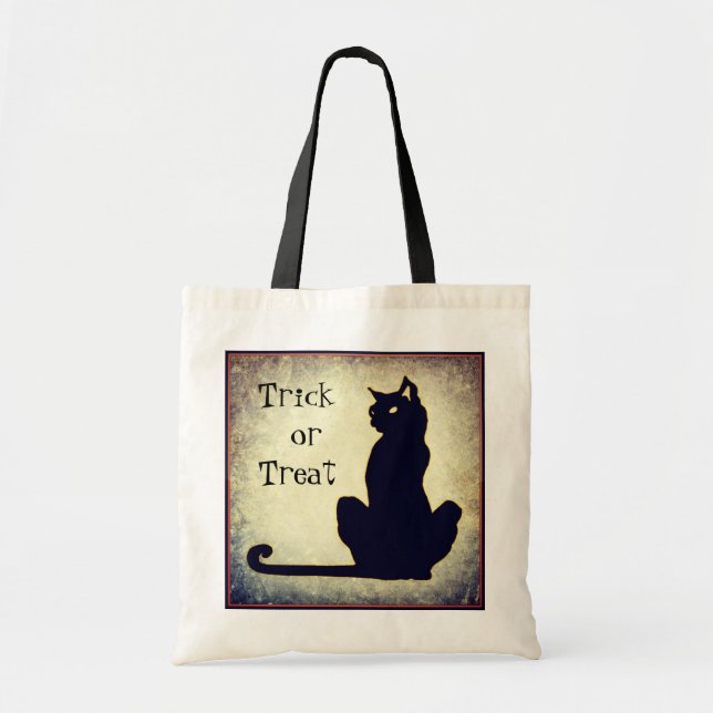 Black Cat Trick or Treat Halloween Bag (Front)