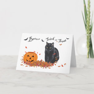 Black Cat Trick or Treat Halloween Card
